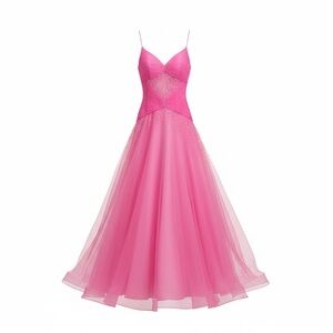 Jovani Pink beaded rhinestone ruched silk A-line Dress sz 6